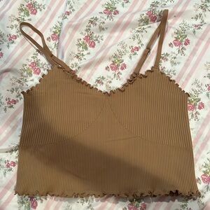 NWOT Aerie Brown Ribbed spaghetti strapped cropped tank